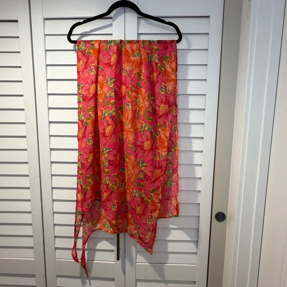 Beach Riot Melanie Sarong Miami Peony Pink‎ Orange Floral Swim Cover Up O/S NEW